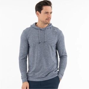 Rhoback Men’s Large Hesi Performance Hoodie Pullover Heather Grey Blue Golf
